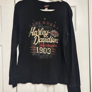 Nashville Harley Davidson Black and Red Graphic Tee Womens XL